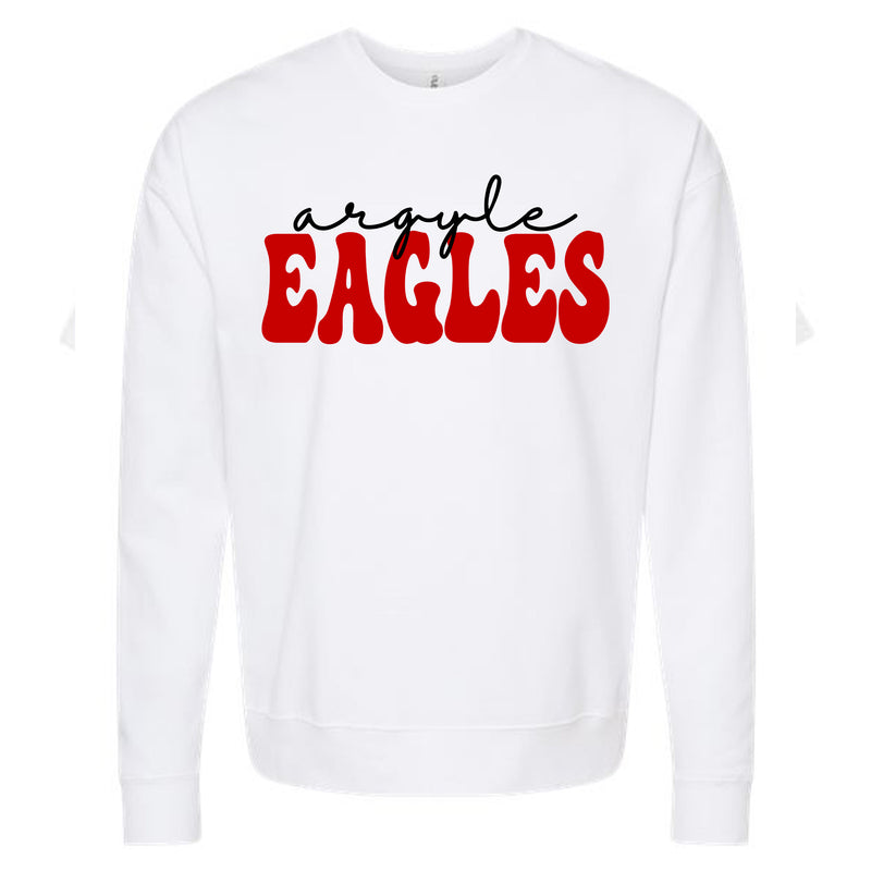 Argyle Eagles Bubble Cursive White Crewneck Sweatshirt