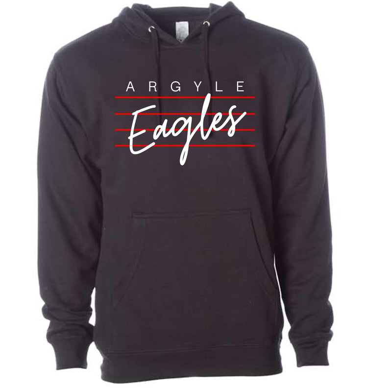 Argyle Eagles Lines Bella Canvas Black Midweight Hoodie