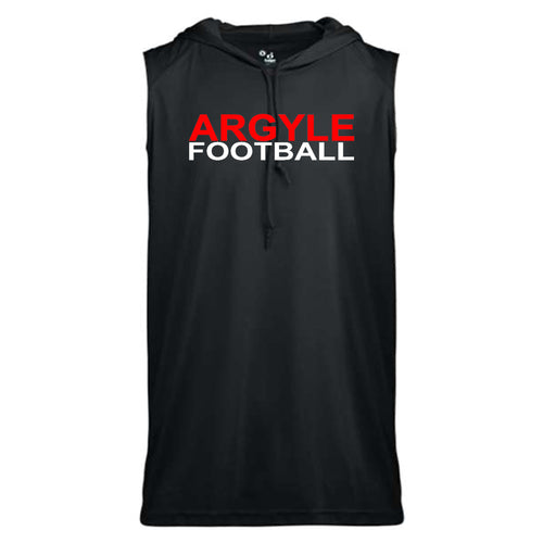 Argyle Football Dri-Fit Sleeveless Hoodie - Black + Red