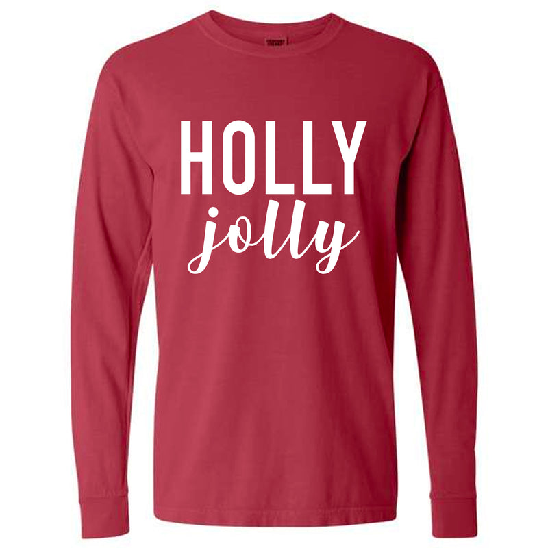 Holly Jolly Long Sleeve Red Tee