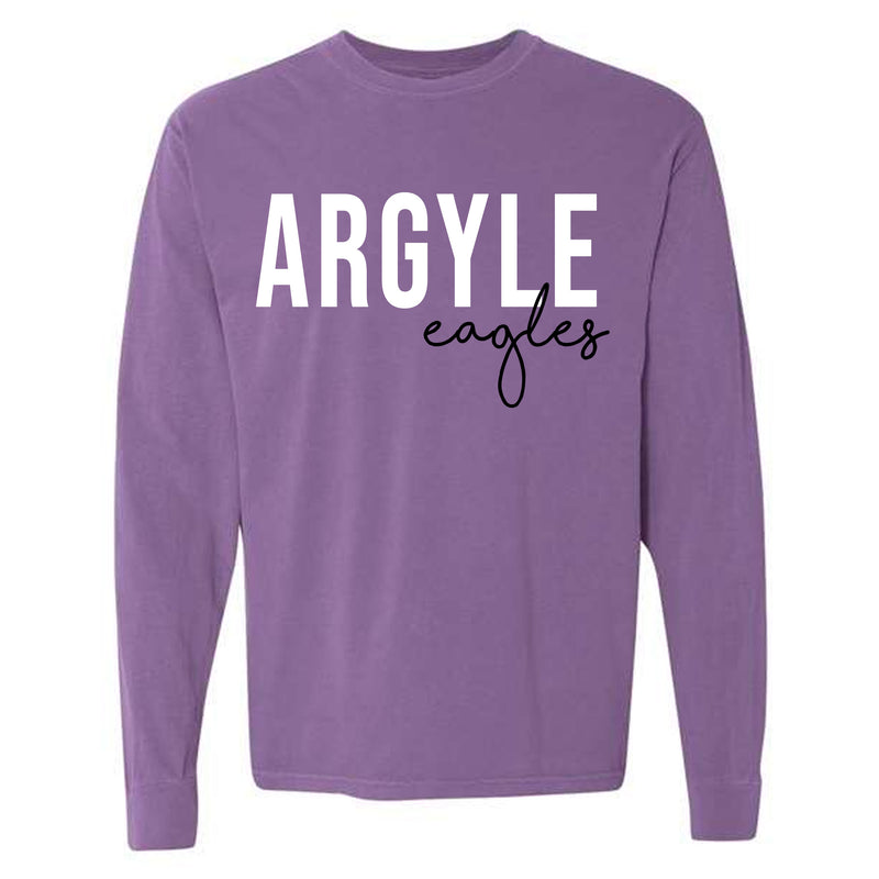 Argyle Eagles Comfort Colors Long Sleeve Dark Purple